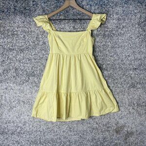 Reformation Dress Womens 4 Yellow Ruffle Sleeve Mini Summer Sundress Lightweight